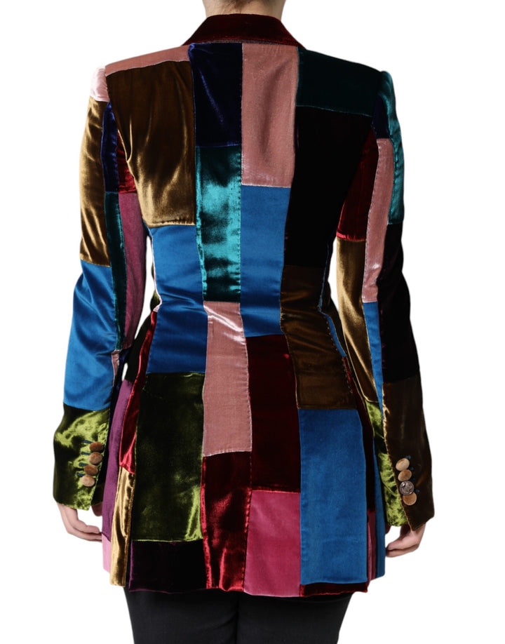 Multicolor Double Breasted Patchwork Blazer Jacket