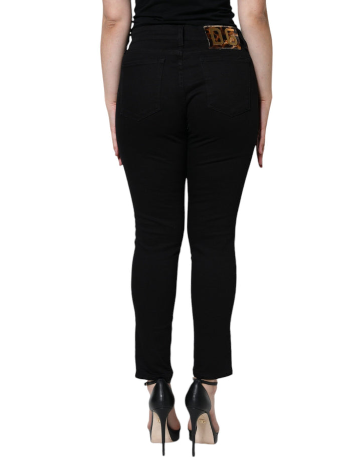 Black Cotton Stretch Skinny Denim Jeans