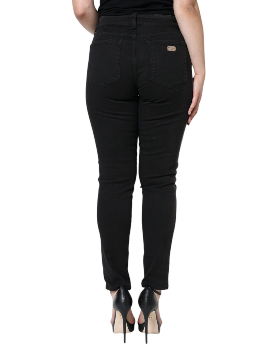 Black Cotton Stretch Skinny Denim Jeans