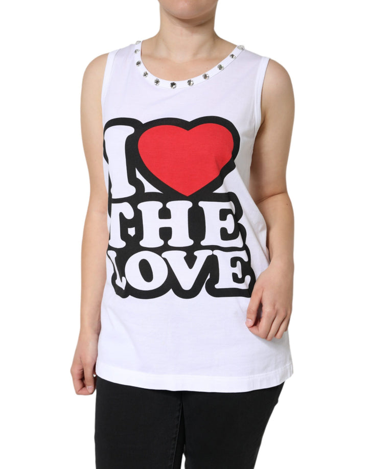 White I Love The Love Embellished Tank Top