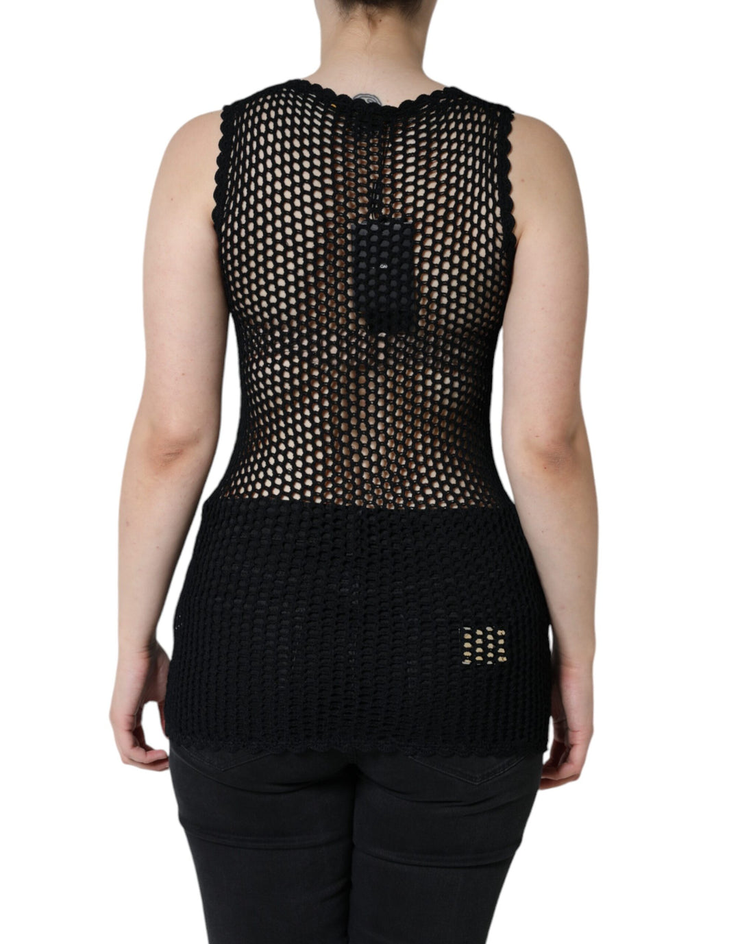 Black Mesh See Through Sleeveless Tank Top