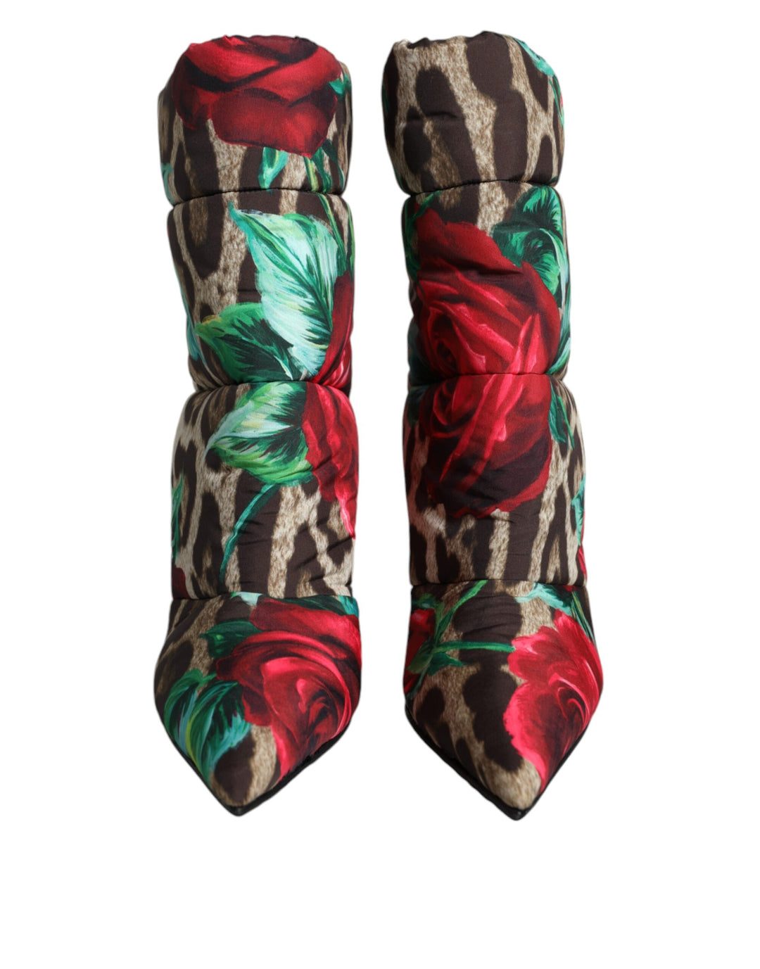 Multicolor Leopard Rose Mid Calf Boots Shoes