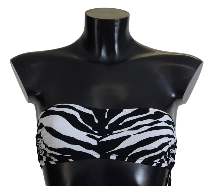 Black White Zebra Bandeau Swimwear Bikini Top