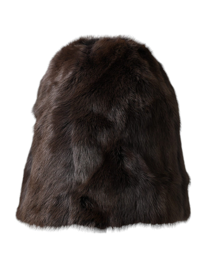 Brown Weasel Fur Womens Cashmere Hat Beanie