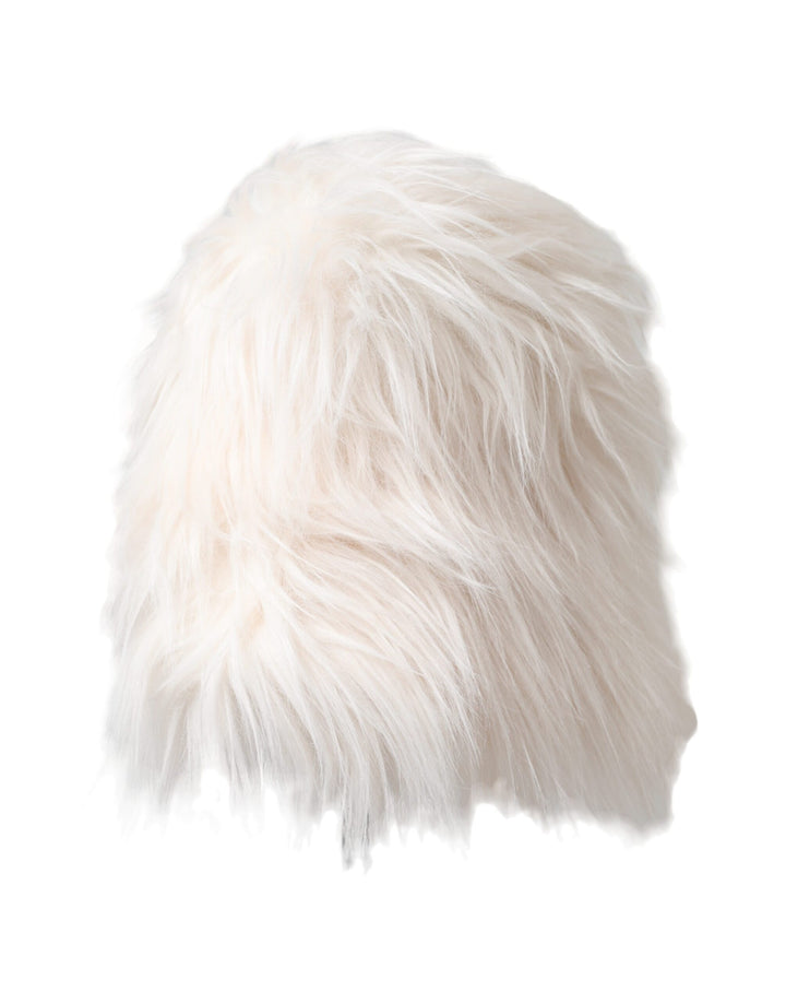 White Acrylic Fur Womens Bucket Hat