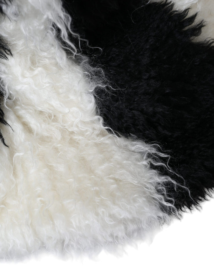 Black White Stripes Mohair Fur Bucket Hat