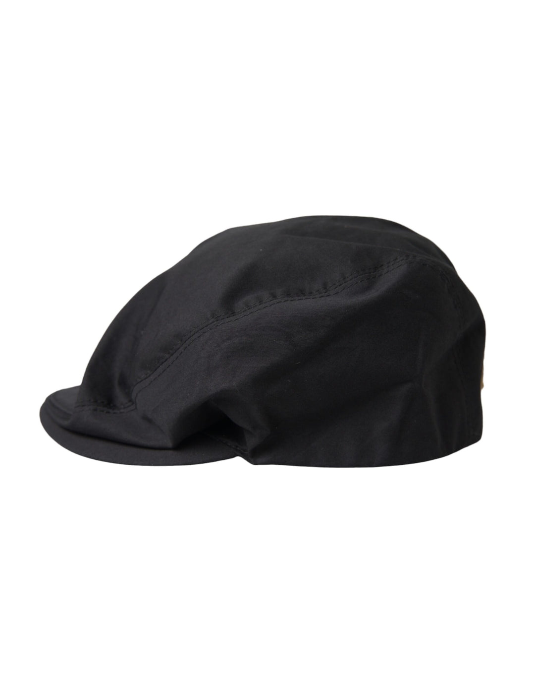 Black Cotton Blend Logo Newsboy Hat Men