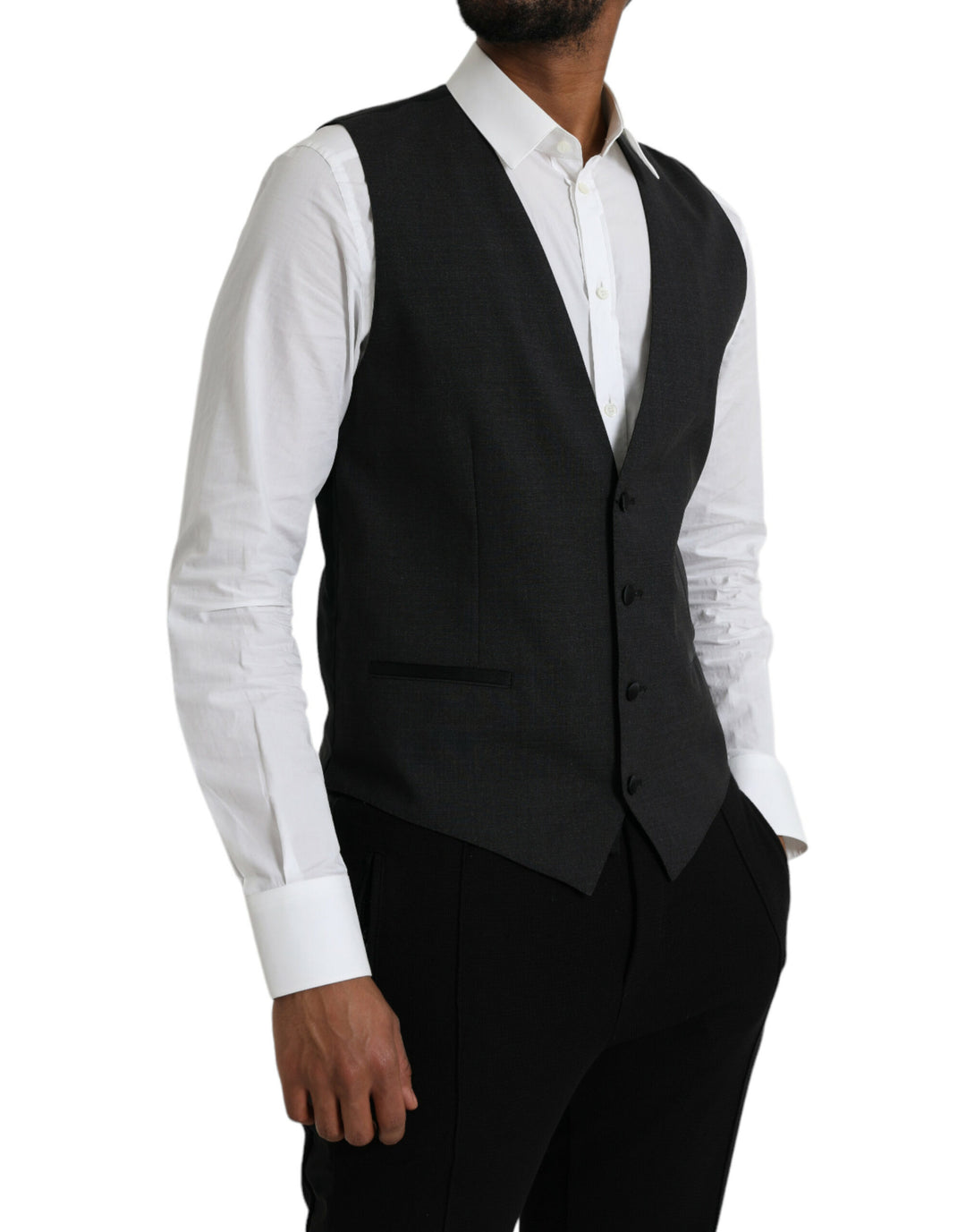 Dolce & Gabbana Black Cotton Waistcoat Dress Formal Vest