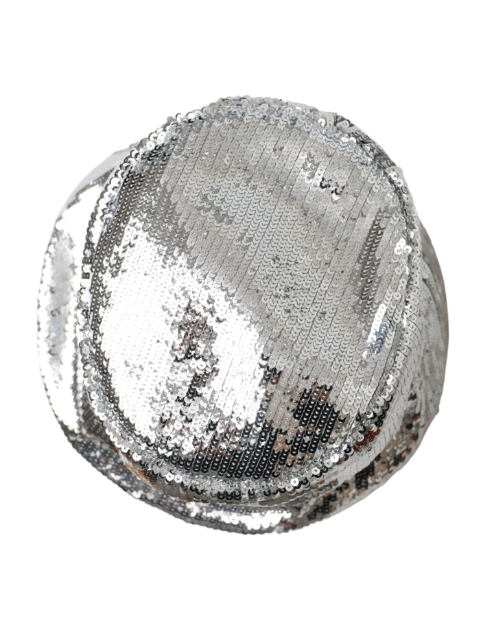 Silver Sequined Nylon Bucket Hat Men