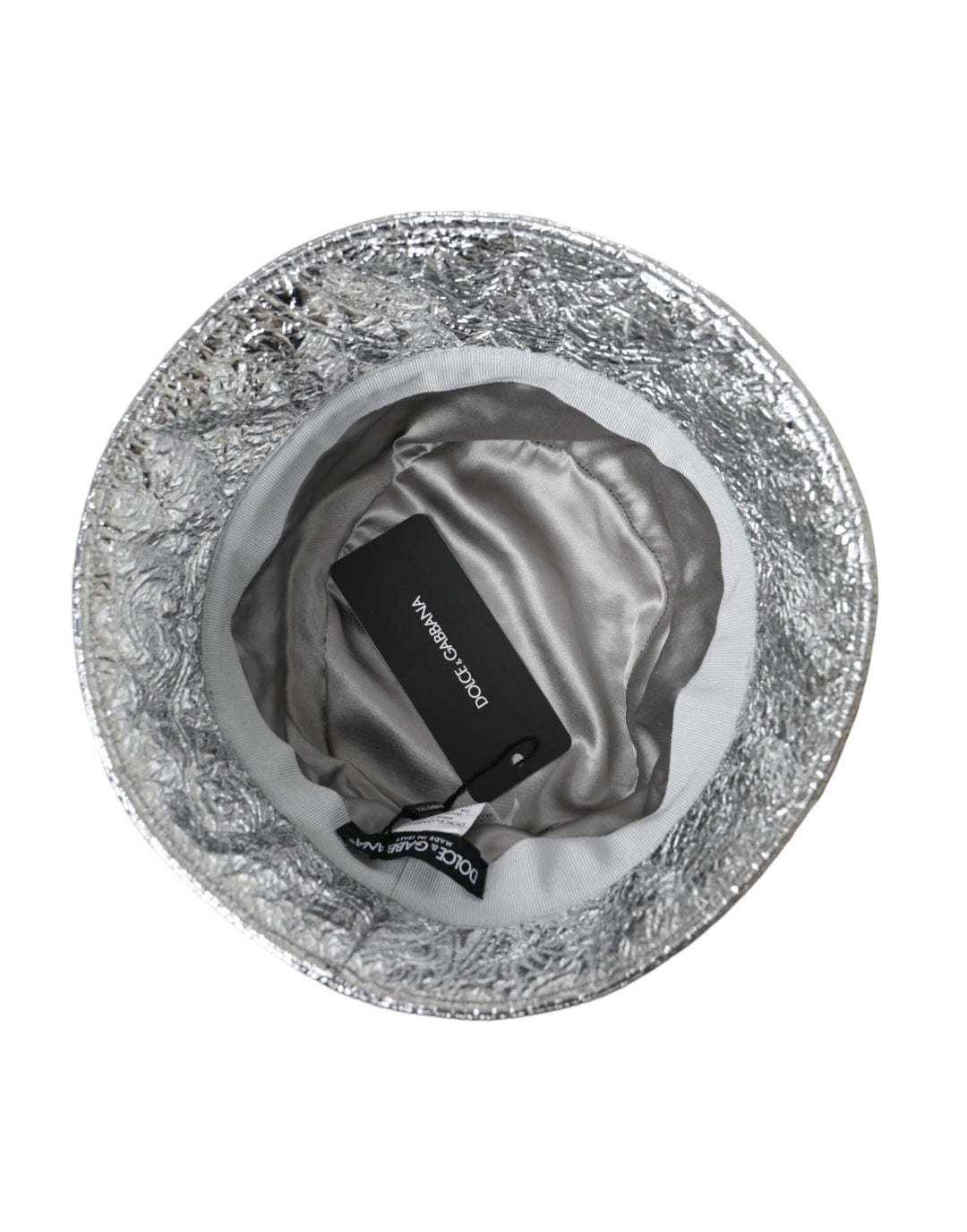 Metallic Silver Polyester Bucket Hat Men