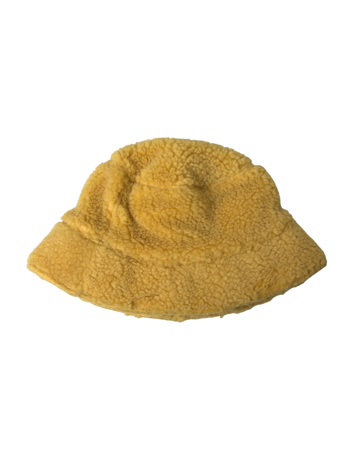 Yellow Fluffy Fleece Fur Bucket Hat Men