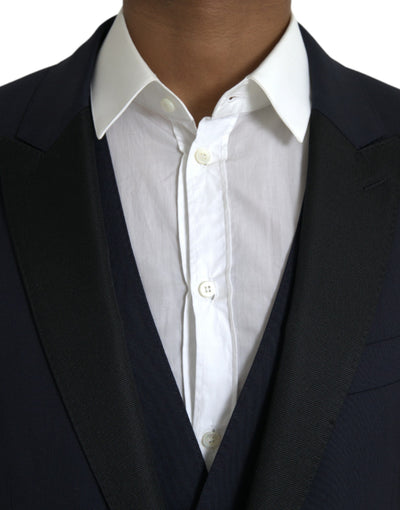 Dolce & Gabbana Dark Blue MARTINI Wool Formal 3 Piece Suit