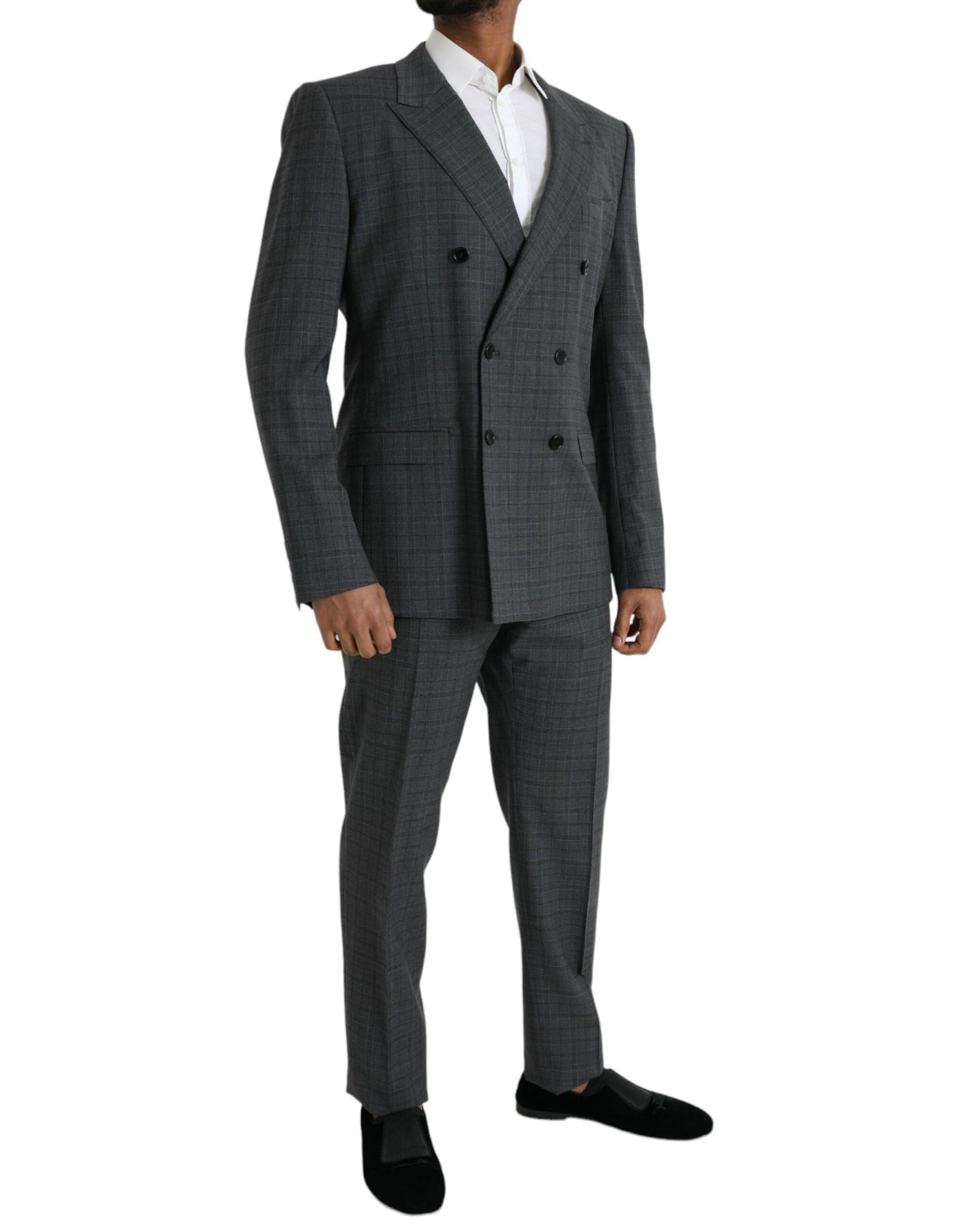 Dolce & Gabbana Gray Plaid Wool MARTINI Formal 2 Piece Suit