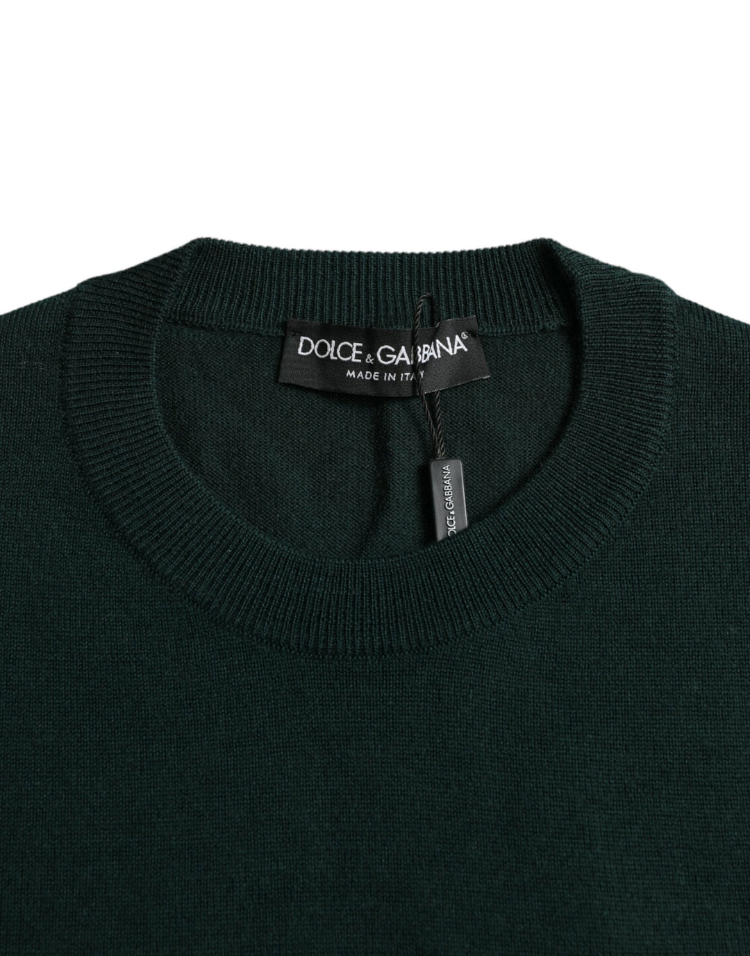Dolce & Gabbana Dark Green Crown Crew Neck Pullover Sweater