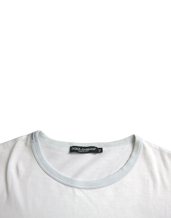 Dolce & Gabbana White Cotton Round Neck Short Sleeve T-shirt