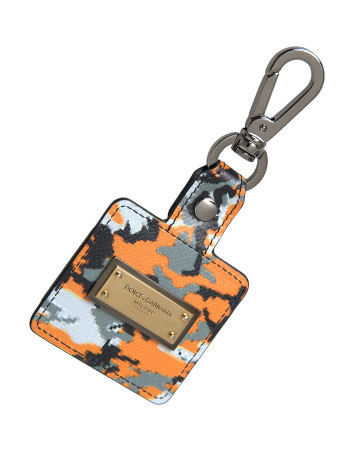 Multicolor Camouflage Print Leather Logo Metal Airpods Case