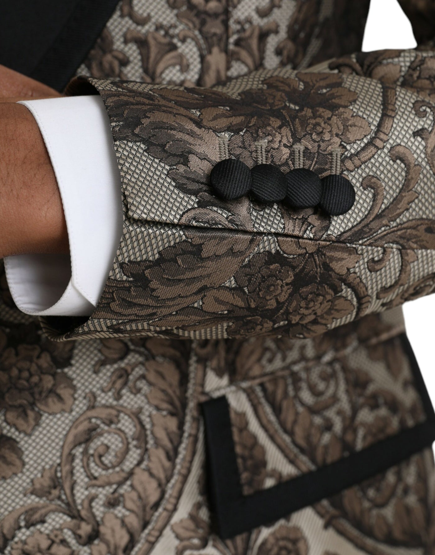Dolce & Gabbana Brown Floral Jacquard Formal 3 Piece Suit