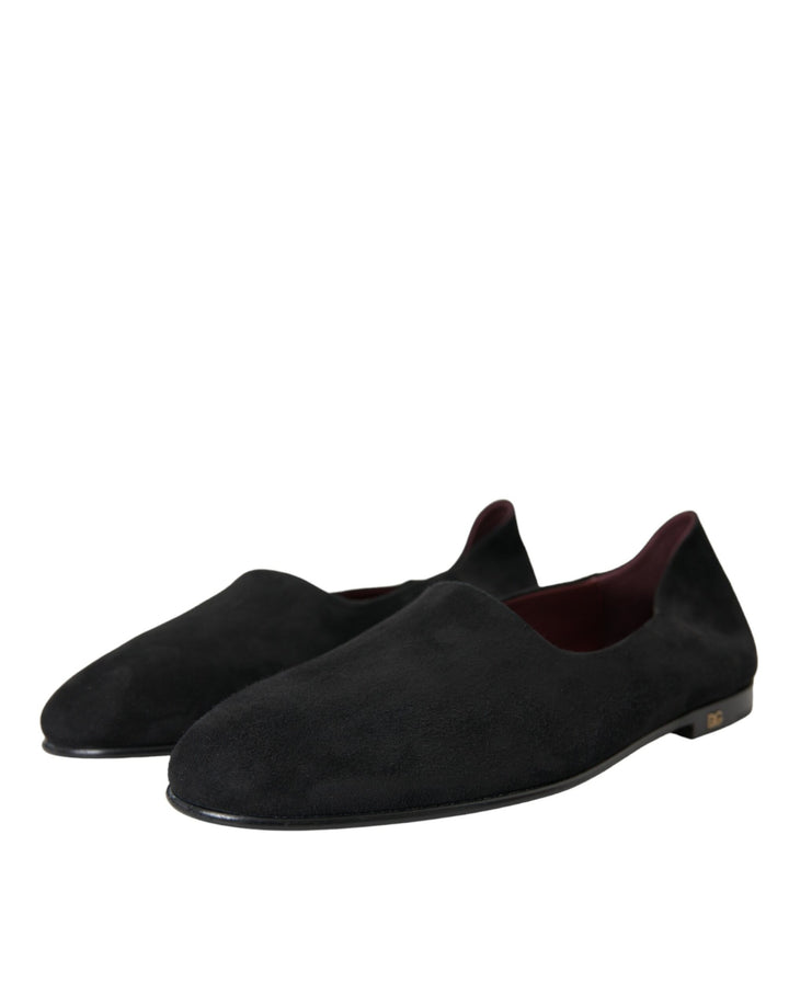 Dolce & Gabbana Black Suede Loafers Formal Dress Slip On Shoes