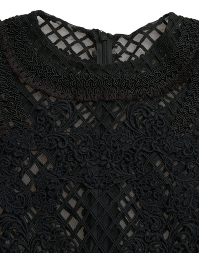 Black Sheer Long Sleeves Sheath Midi Dress