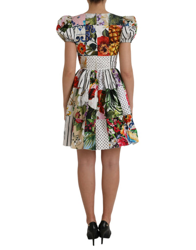 Multicolor Patchwork Cotton Aline Mini Dress