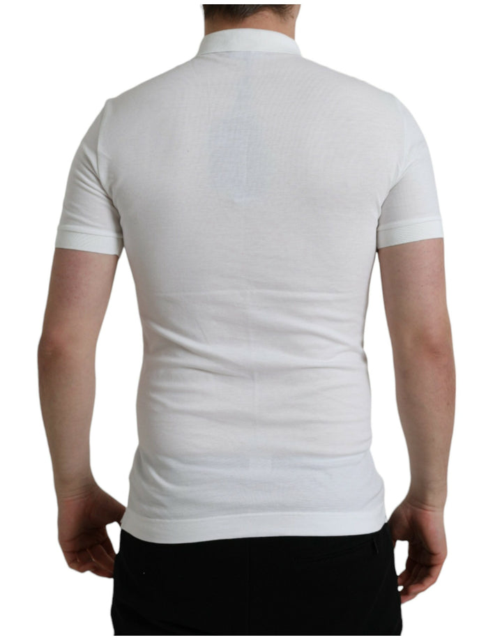 Dolce & Gabbana White Collared Short Sleeve Crown T-shirt