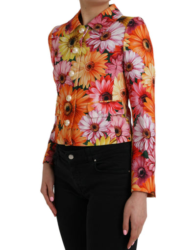 Multicolor Floral Brocade Blazer Coat Jacket