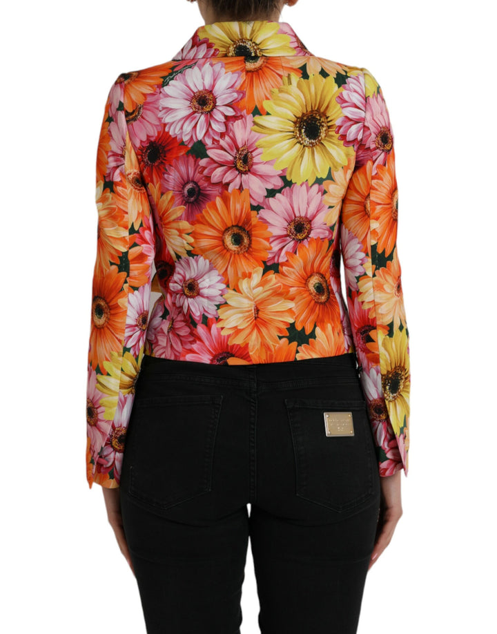 Multicolor Floral Brocade Blazer Coat Jacket