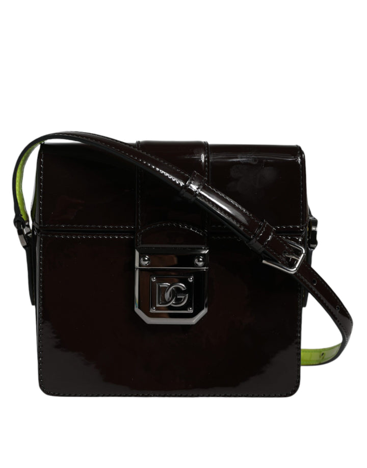 Black Glossy Leather Crossbody Shoulder Bag