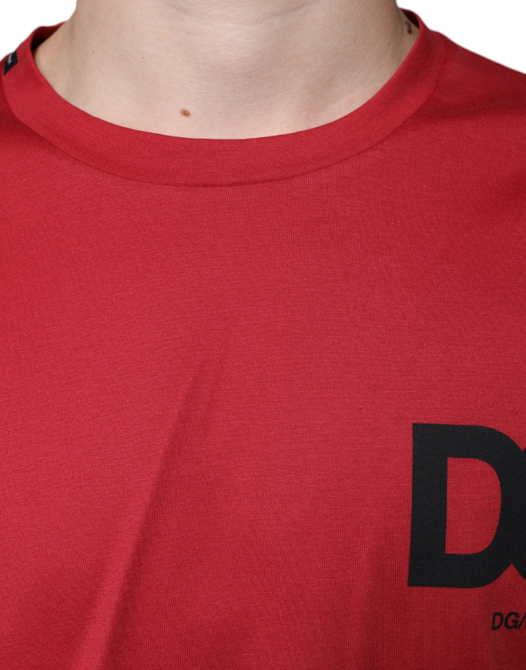 Red Cotton DG Logo Print Crew Neck T-shirt