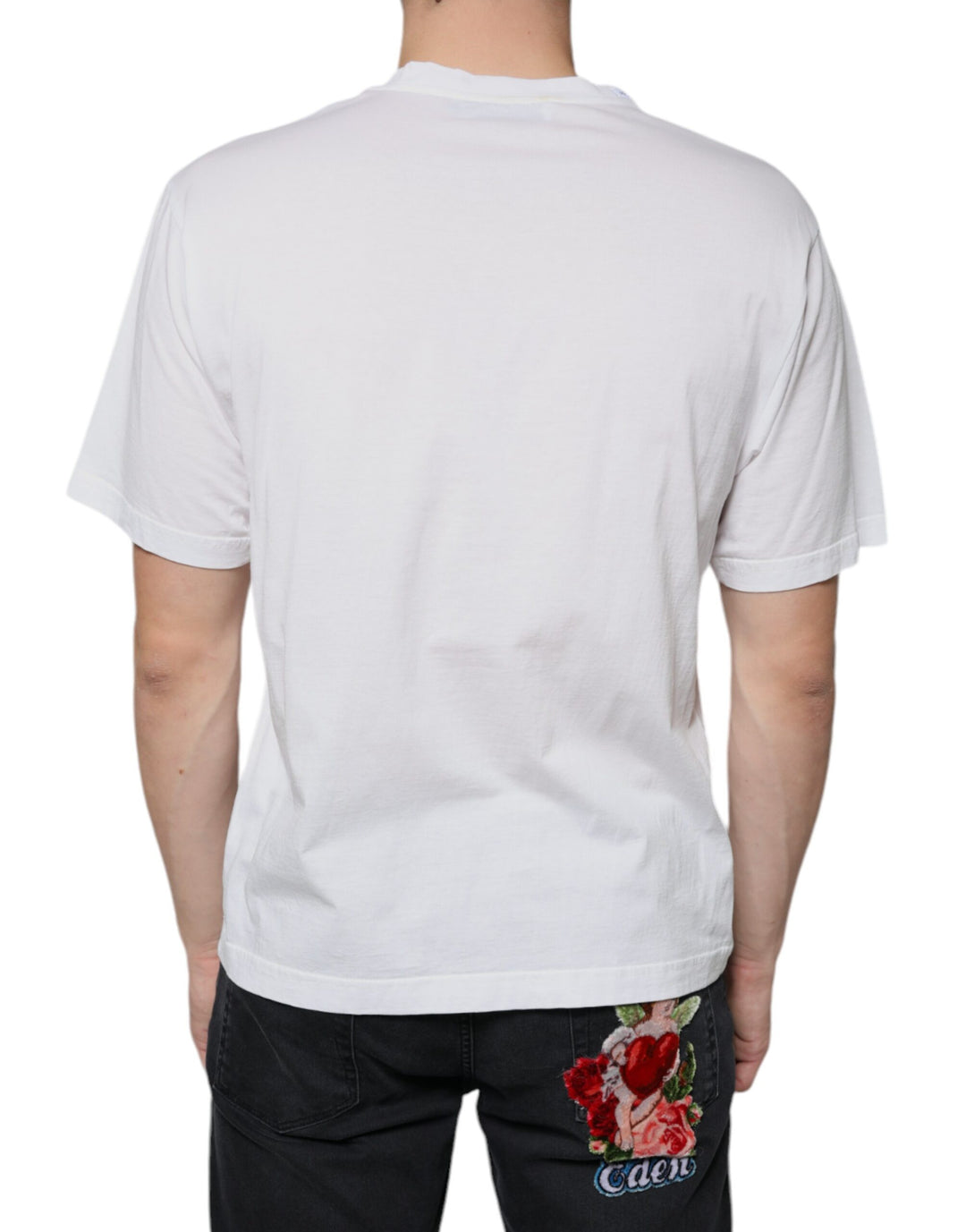 White Cotton DG Logo Print Casual T-shirt