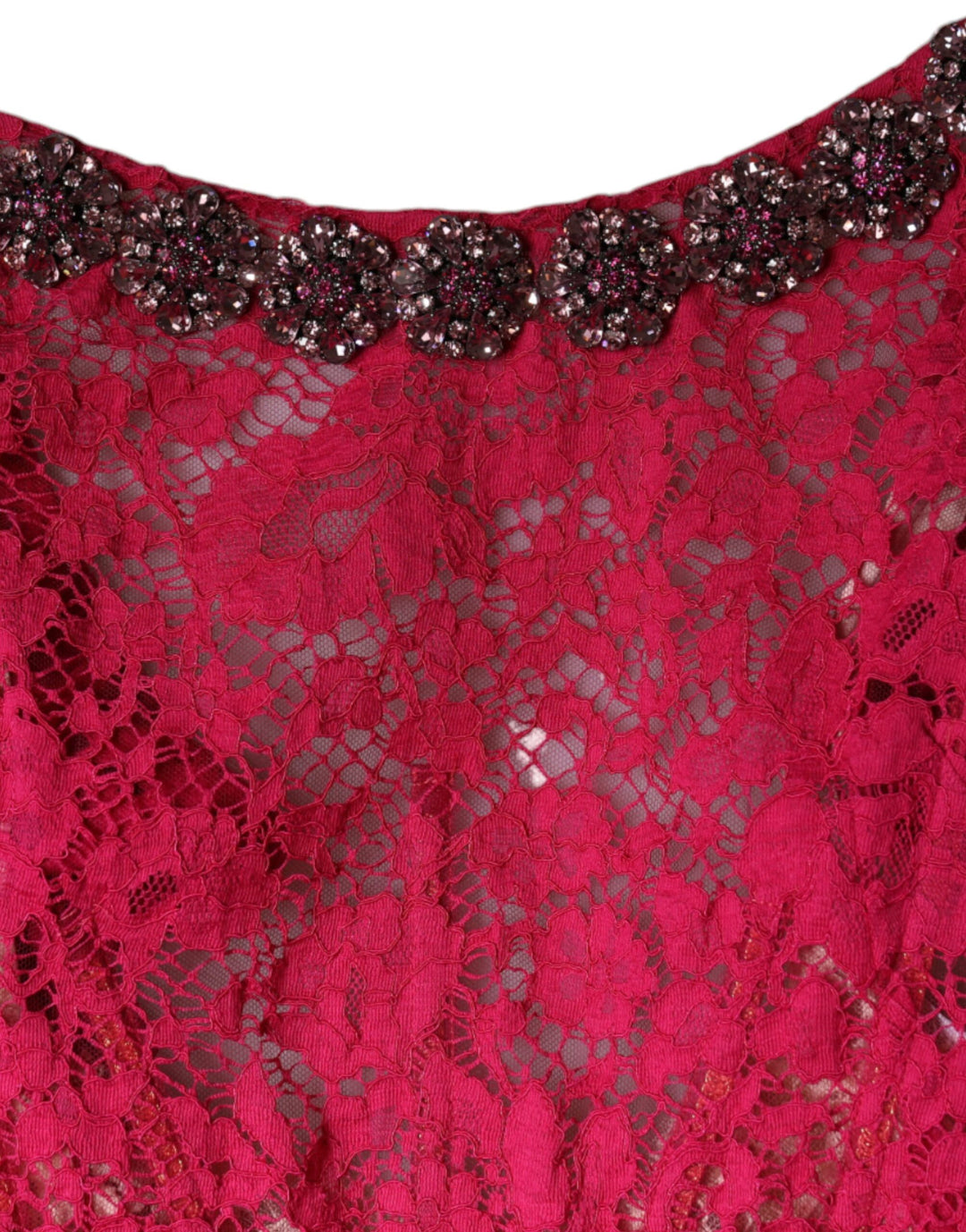 Pink Lace Crystal Sheath Long Gown Dress