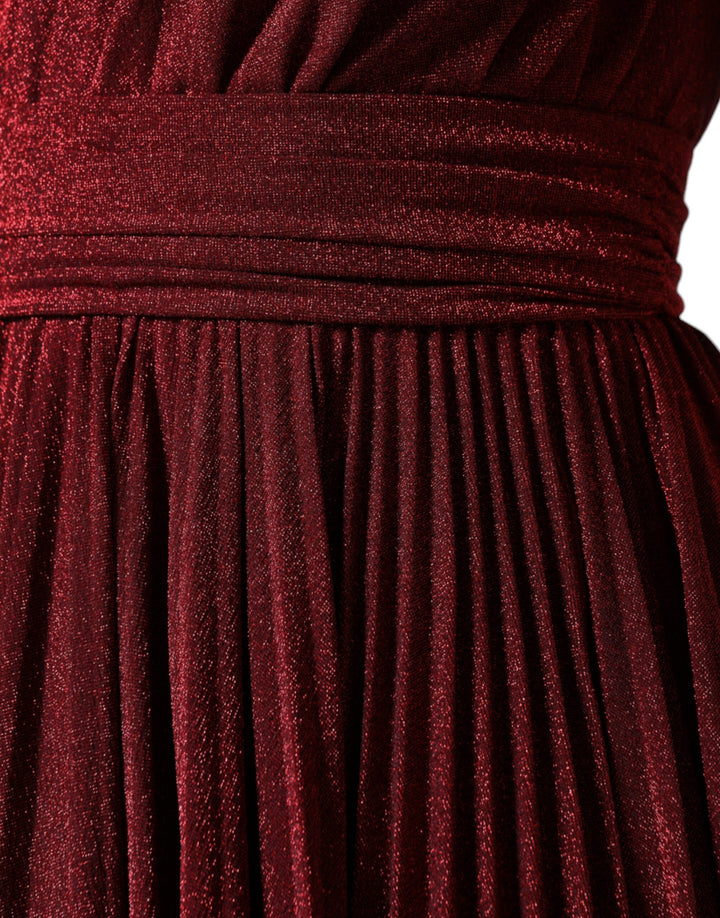 Red One Shoulder Pleated A-line Mini Dress