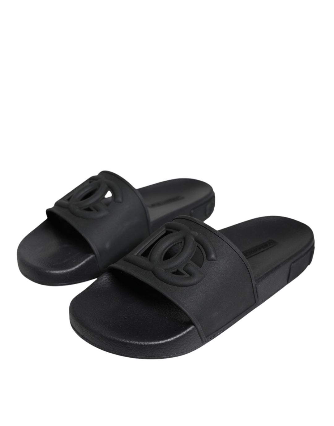 Black Rubber Slides Sandals Beachwear Shoes