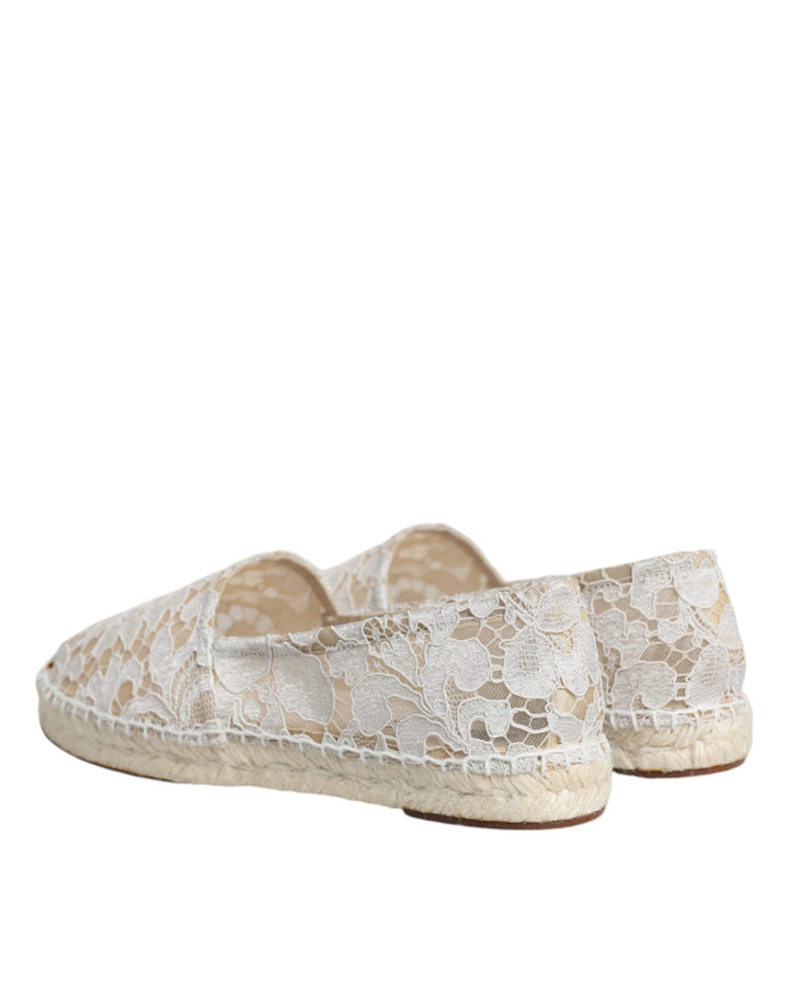 White Lace Viscose Espadrilles Flats Shoes