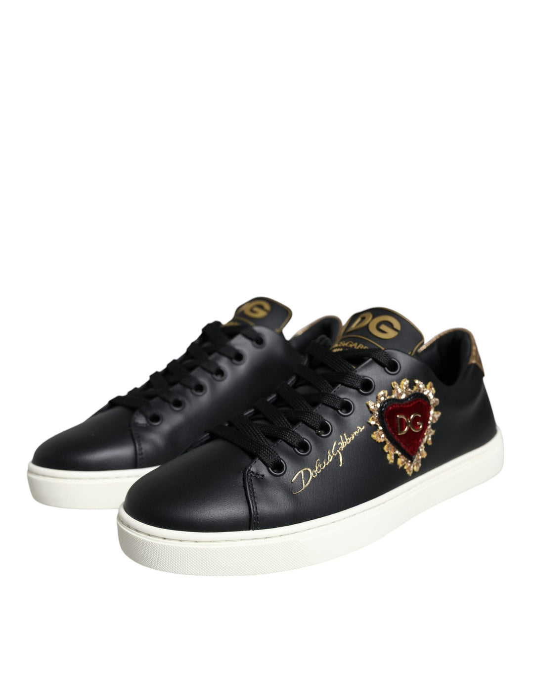 Black Portofino Sacred Heart Sneakers Shoes