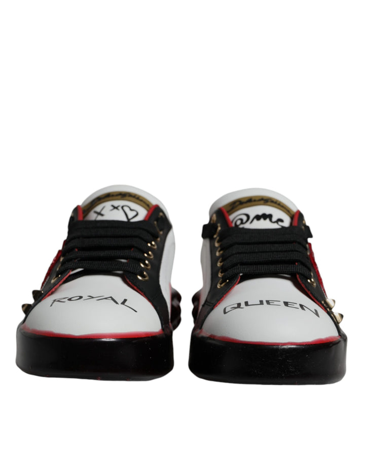 White Red Crystals Portofino Sneakers Shoes