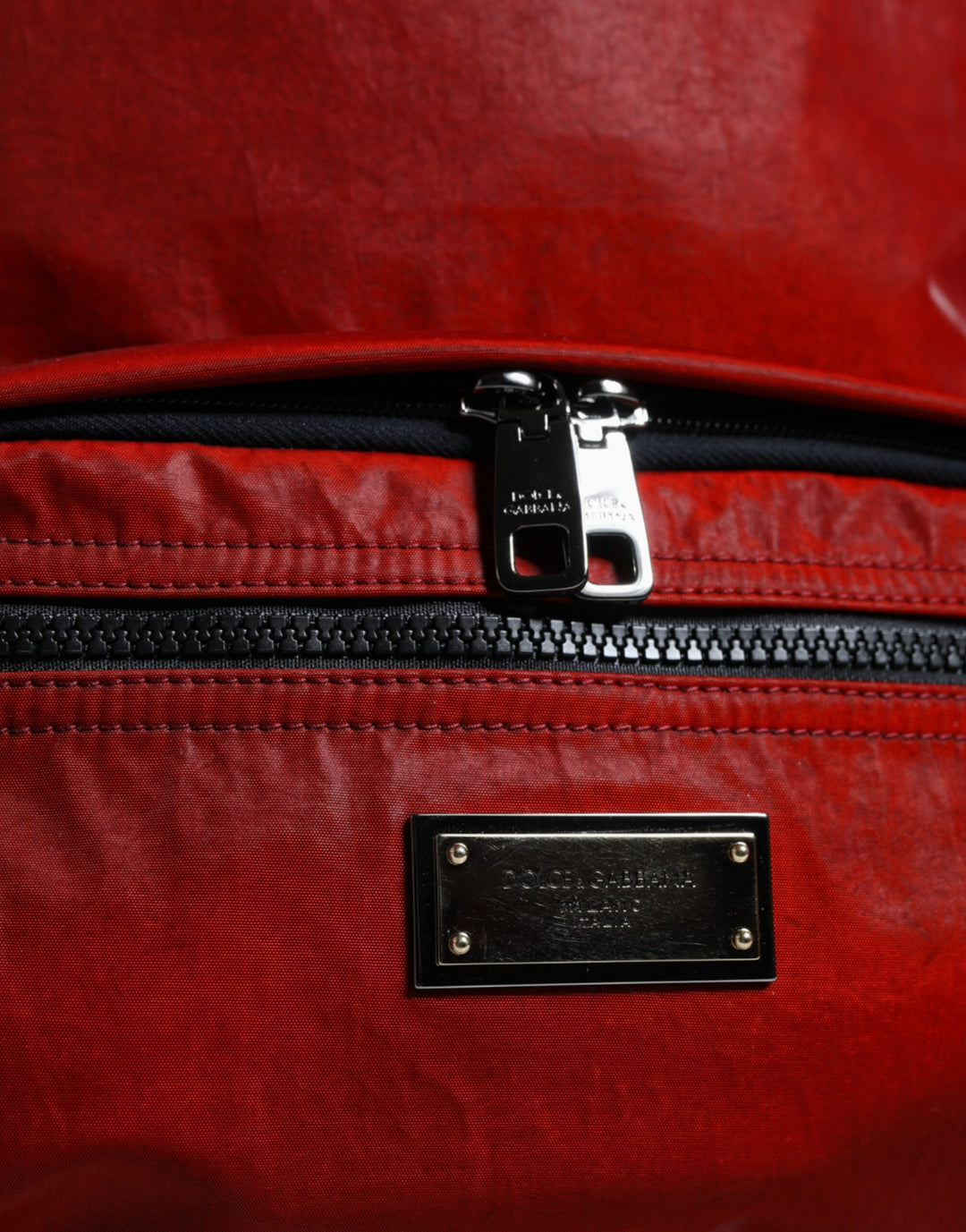 Red Patent Leather Logo Plaque Backpack Bag