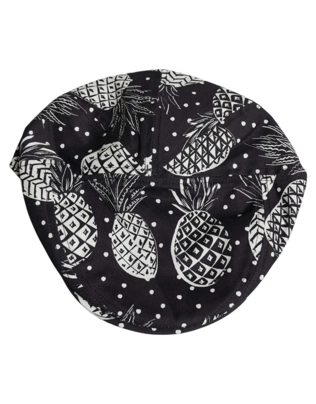 Black White Pineapple Print Newsboy Cap Hat