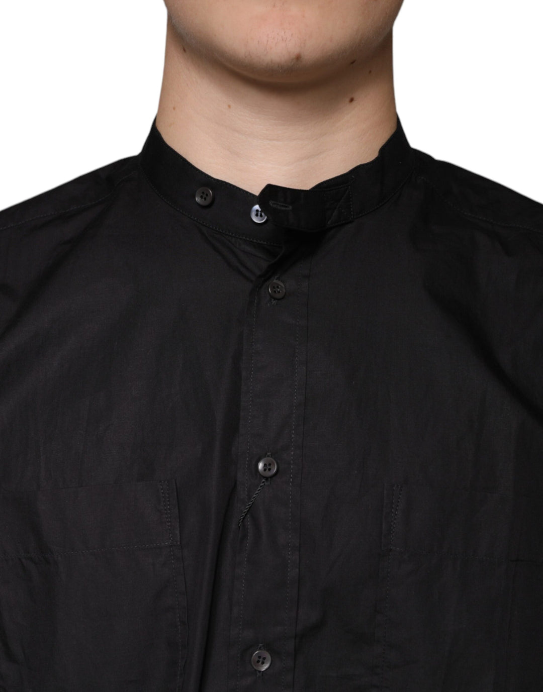 Black Cotton Button Down Men Casual Shirt