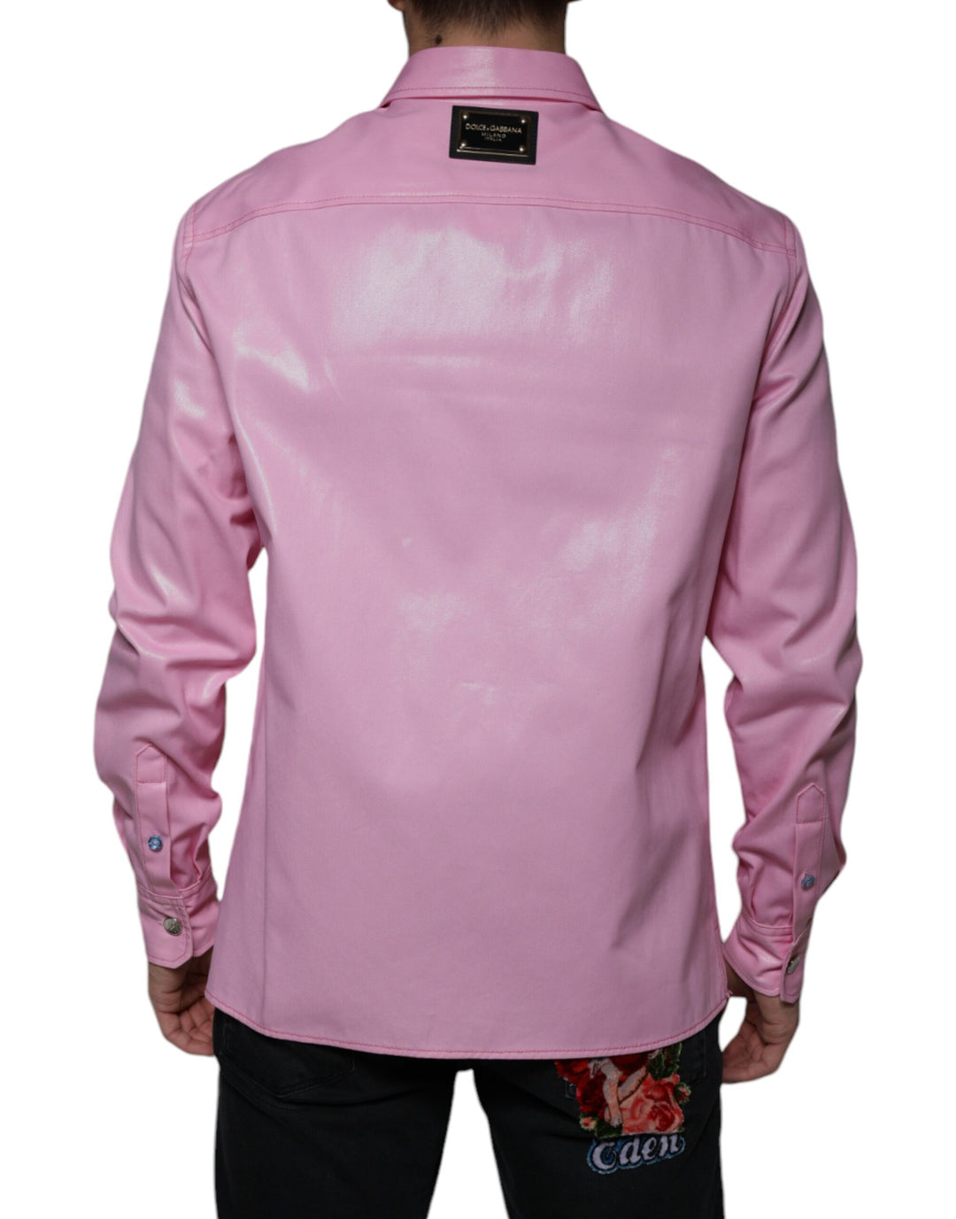 Pink Cotton Collared Button Down Shirt