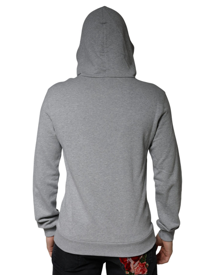 Gray Cotton Logo Hooded Sweatshirt Sweater