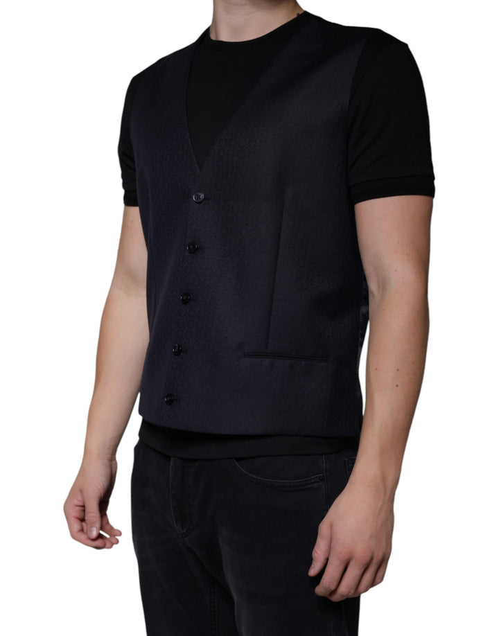 Black Wool Waistcoat Dress Formal Vest