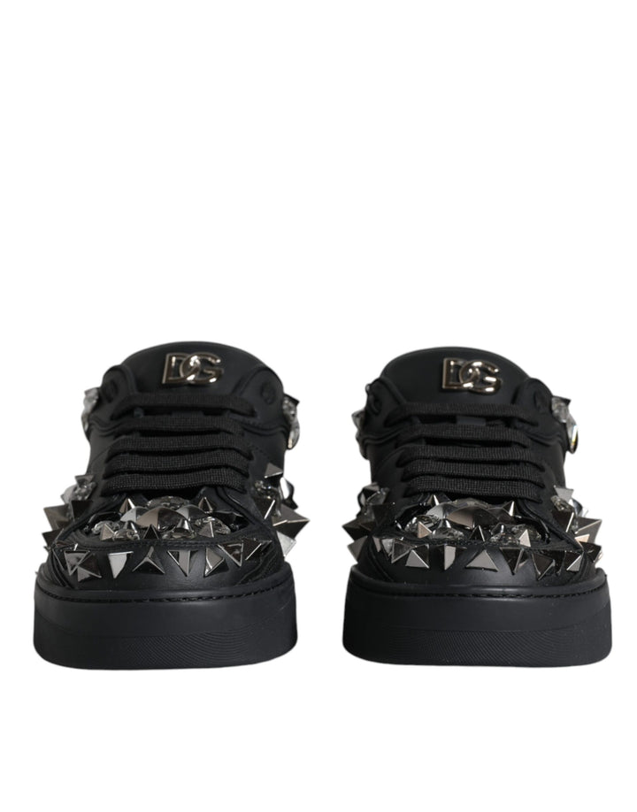 Black Studded Low Top Men Sneakers Shoes