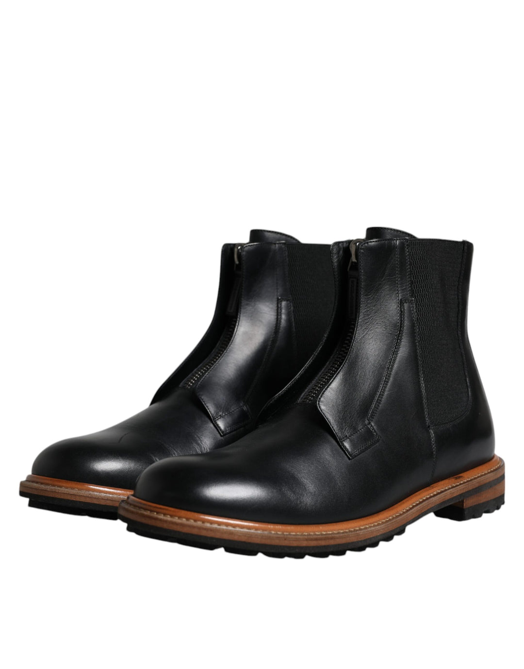 Black Leather Chelsea Mid Calf Men Boots Shoes