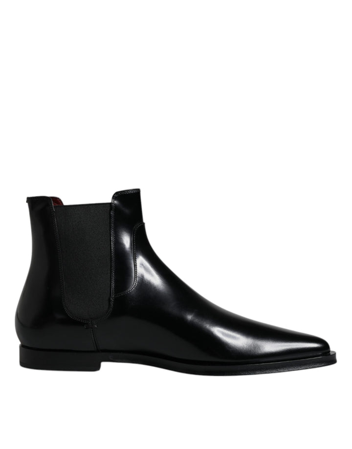 Black Leather Chelsea Men Ankle Boots Shoes