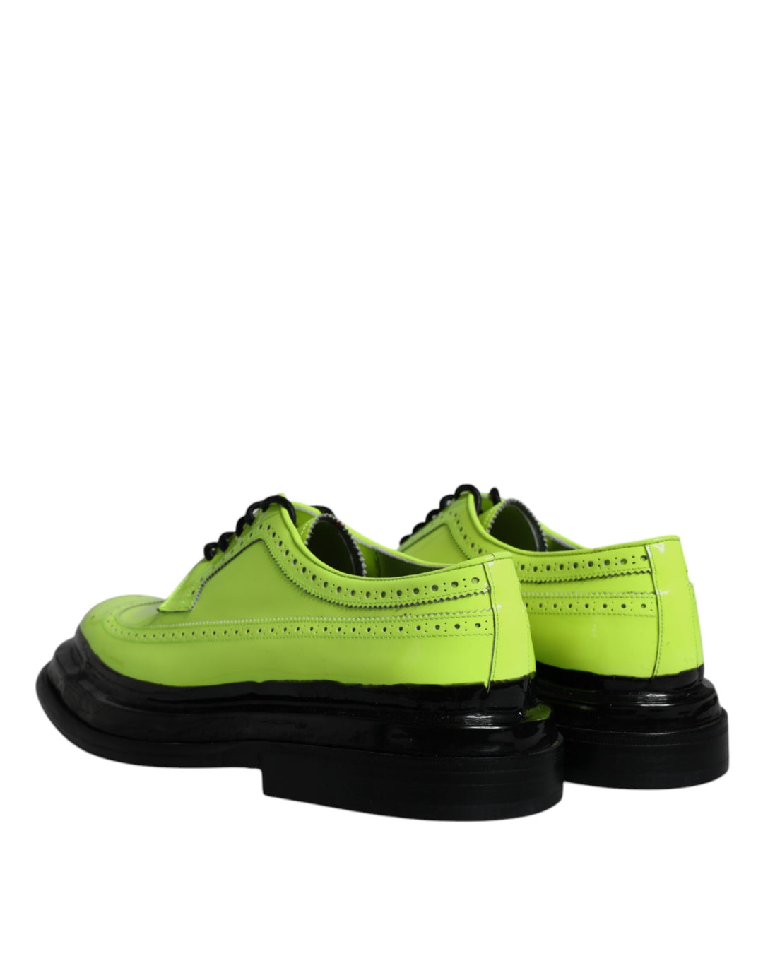 Neon Green Leather Lace Up Derby Dress Shoes