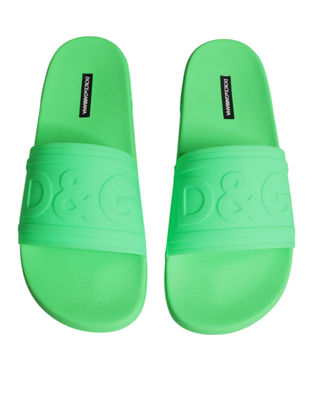 Green Leather Slides Sandals Beachwear Shoes