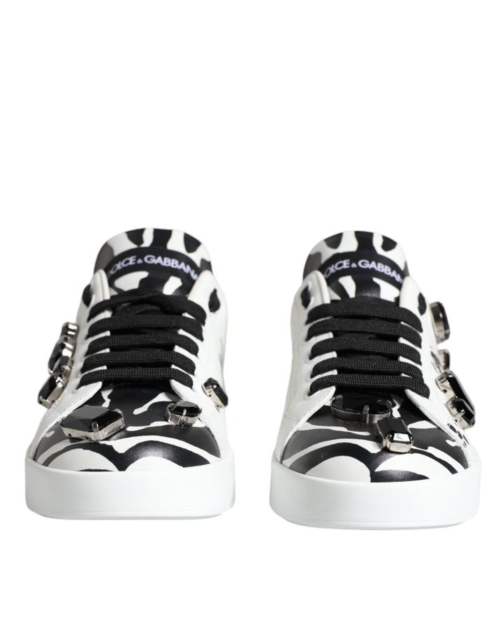 White Crystal Portofino Low Top Sneaker Shoes