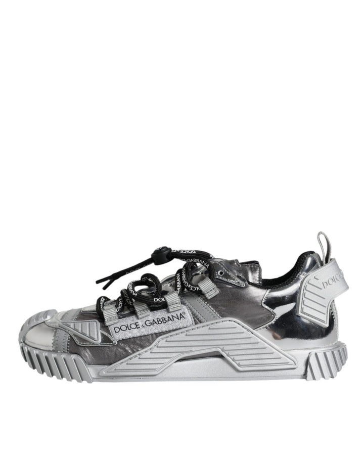 Silver Polyester NS1 Low Top Sneakers Shoes