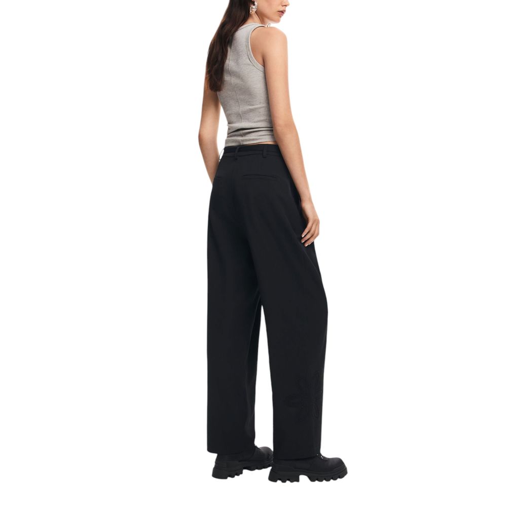 Black Polyester Jeans & Pant